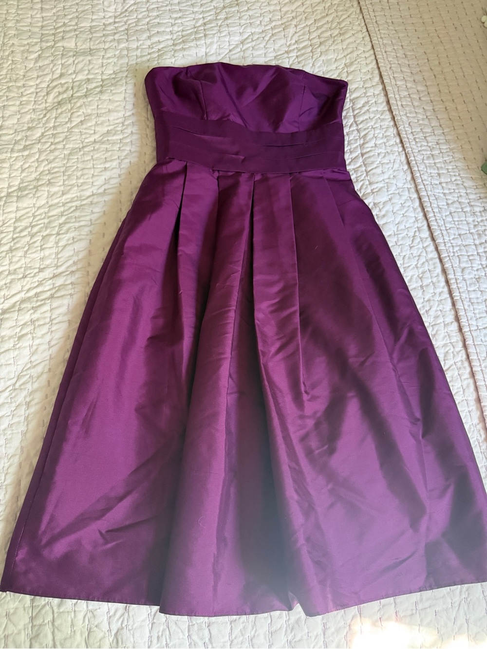 Ann Taylor Strapless Satin Dress in Deep Purple